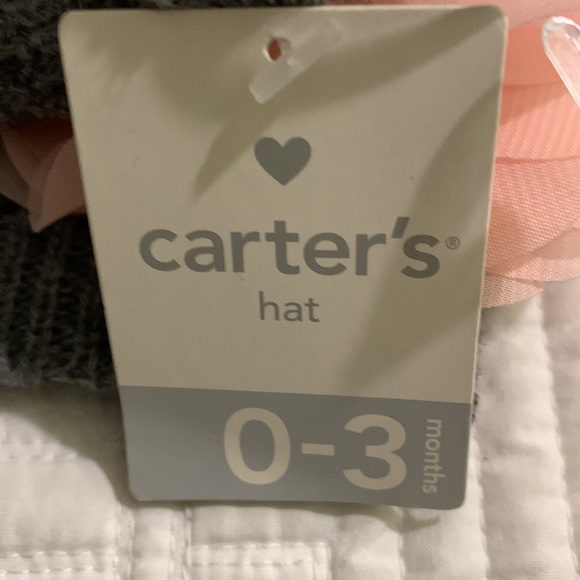 NWT Carter’s grey heather knit beanie with pink chiffon flower. - Picture 8 of 8